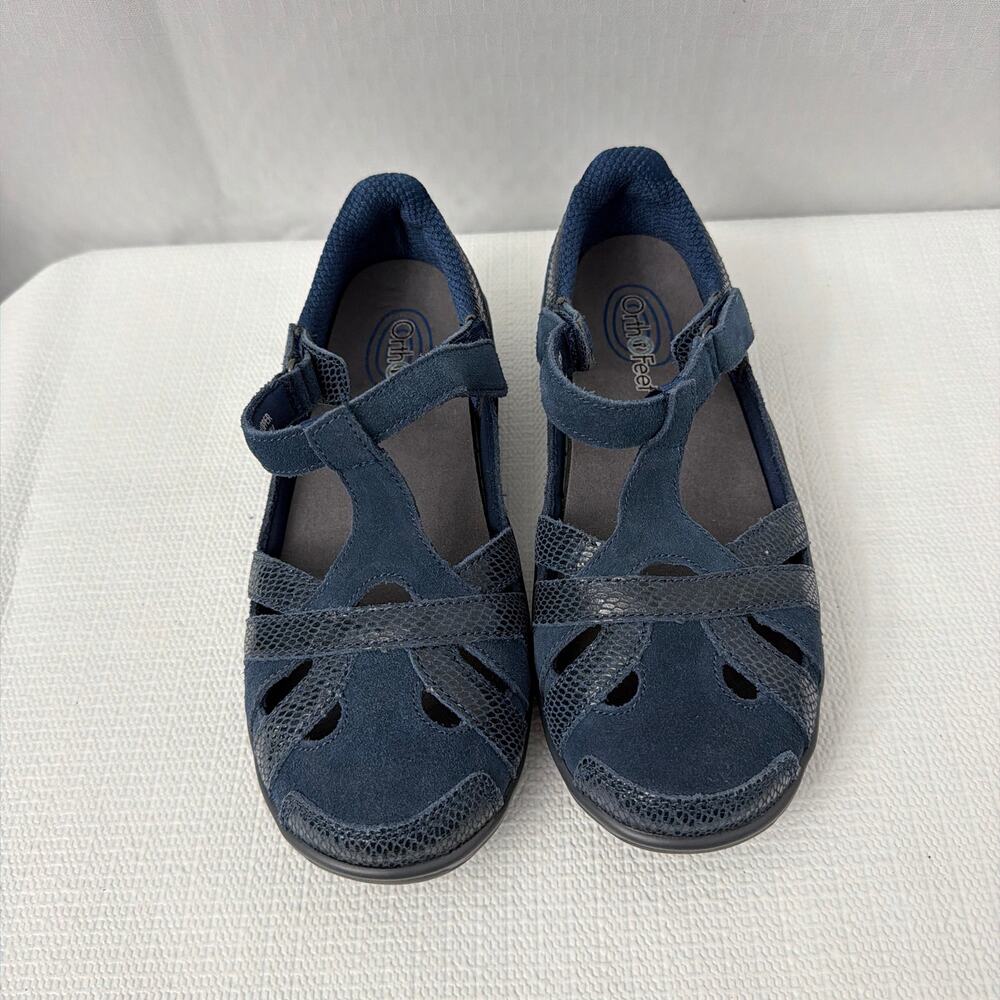 Orthofeet Shoes Women’s 5.5 X-Wide Juno Blue Mary Jane Comfort Suede - Picture 3 of 9